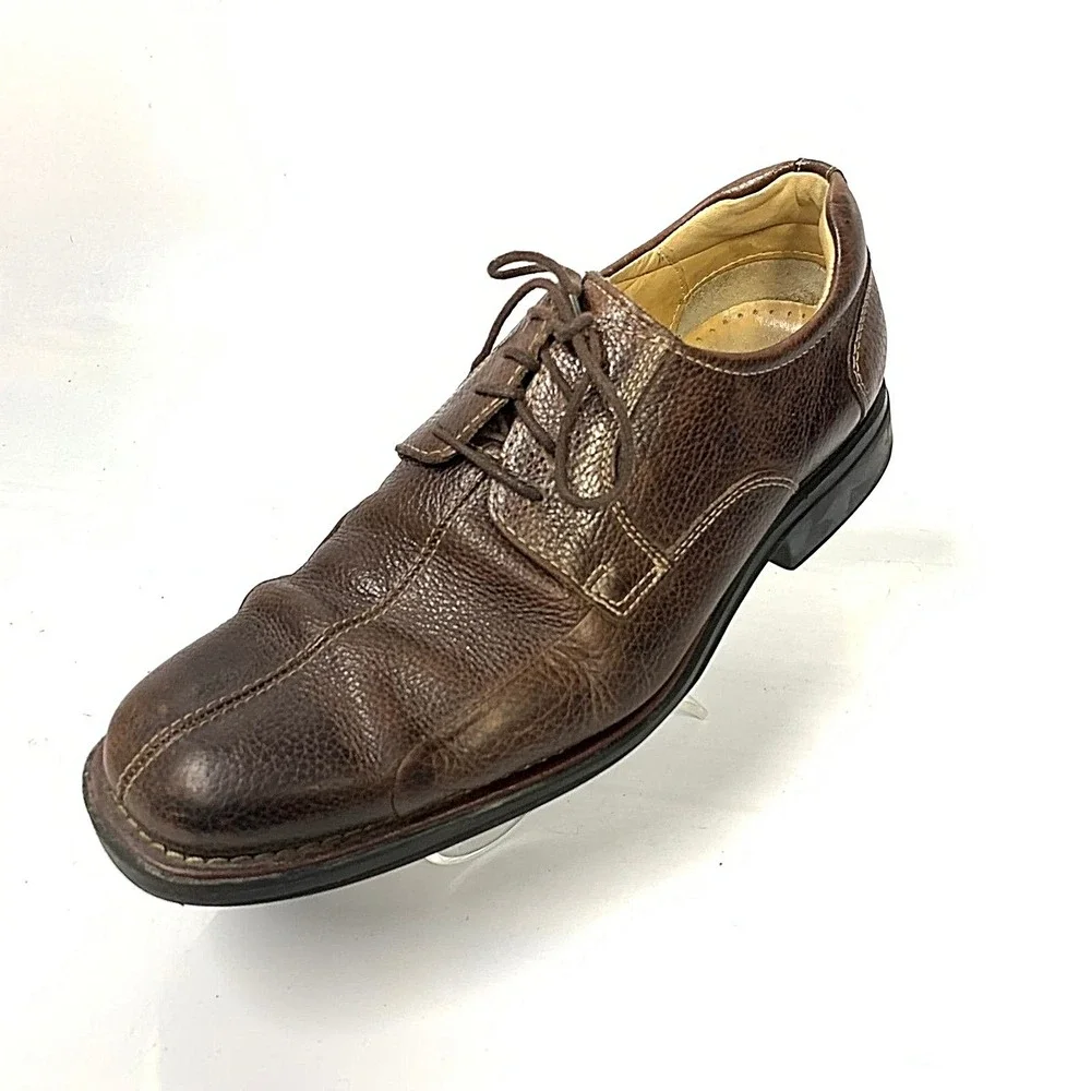 Studio Belvedere Mens Brown Pebbled Leather Square Toe Derby Shoes Size‎ 10.5 D
